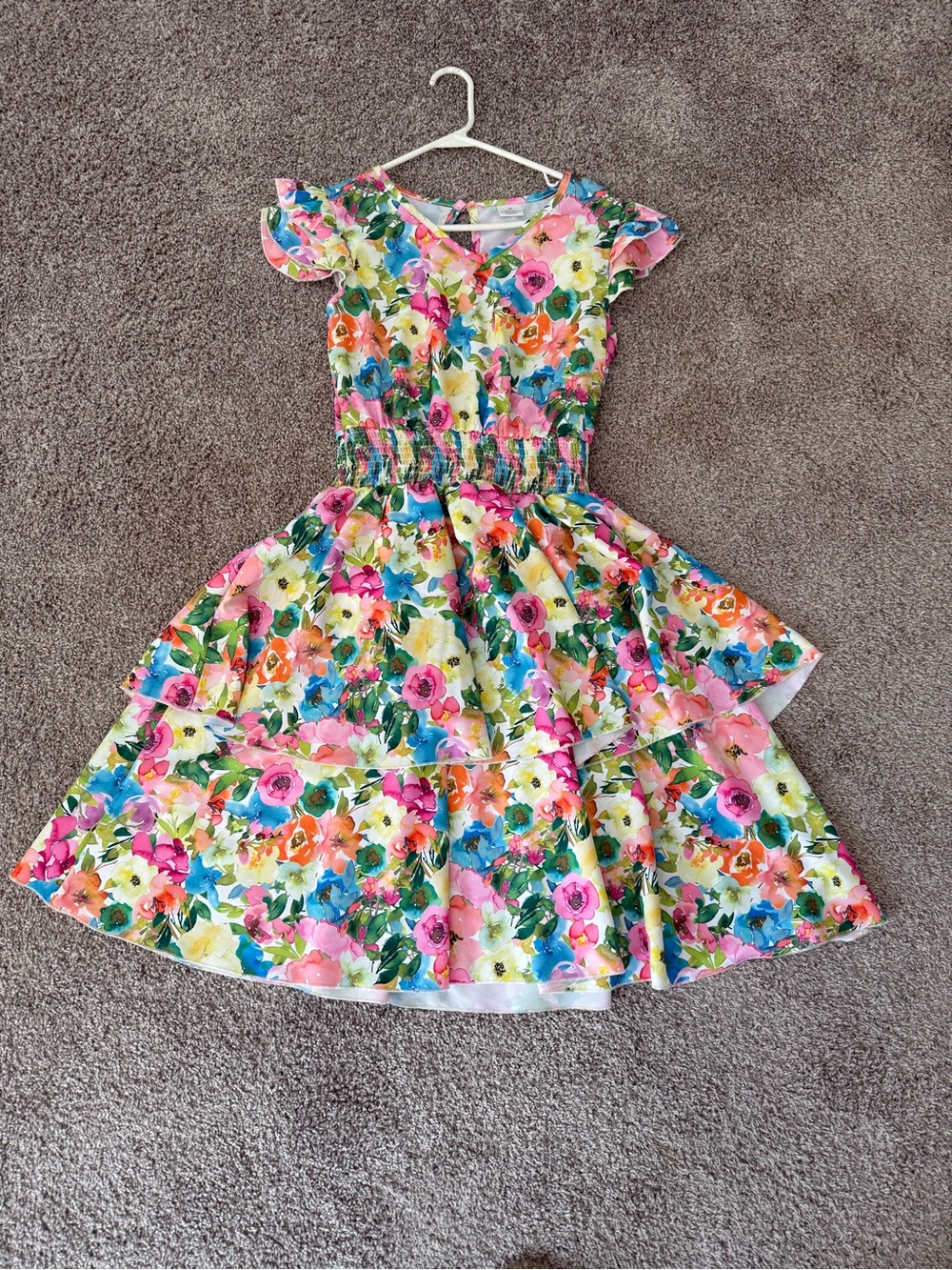 Floral Tiered Pink & Multicolor Women’s Dress